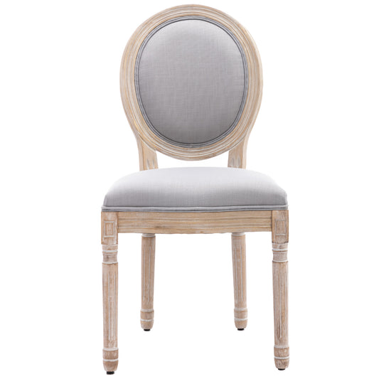 HengMing Upholstered Fabrice French Dining  Chair with rubber legs,Set of 2