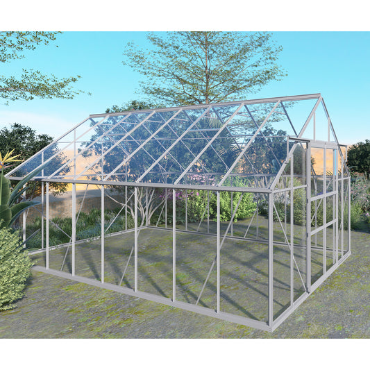 10x12 Walk-in Polycarbonate Greenhouse, Vent, Sliding Doors, Aluminum Hobby Hot House for Garden