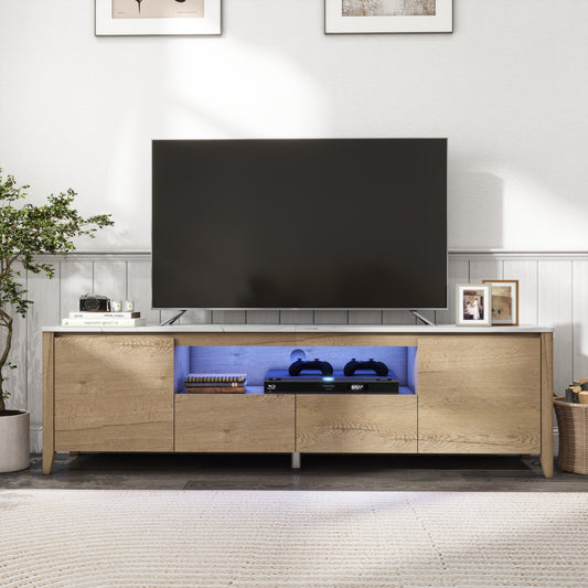 70 Inches Modern TV stand with LED Lights Entertainment Center TV cabinet with Storage for Up to 75 inch for Gaming Living Room Bedroom