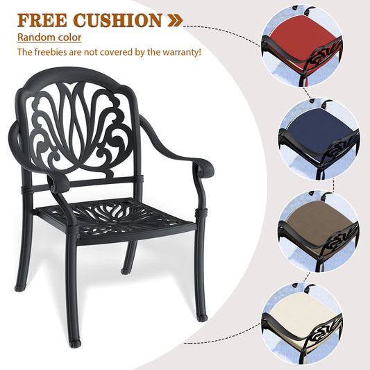 3-Piece Cast Aluminum Patio Furniture Set with Black Frame and Random Color Cushions