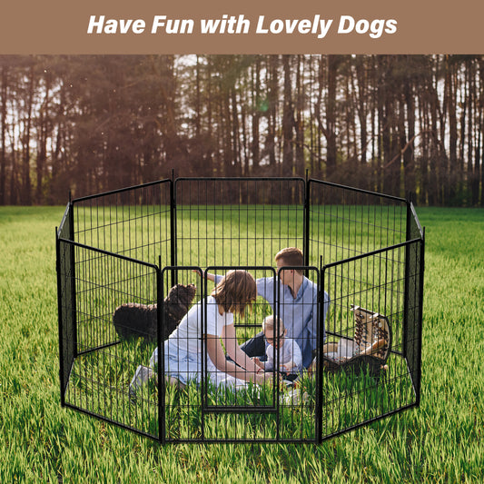 Dog Playpen Indoor Outdoor, 24" Height 8 Panels Fence with Anti-Rust Coating, Metal Heavy Portable Foldable Dog Pen for Large, Medium Small Dogs RV Yard Camping
