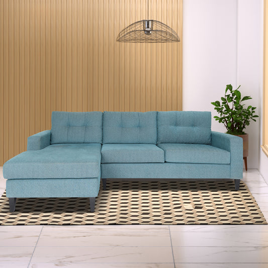 Blue L Shaped Sectional Sofas for Living Room, Modern Sectional Couches for Bedrooms, Apartment with Solid Wood Frame (Polyester Nylon)