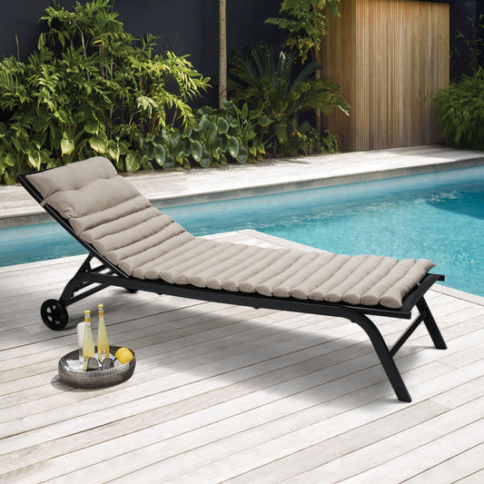 2PCS Khaki Outdoor Lounge Chair Cushion Set - Patio Replacement