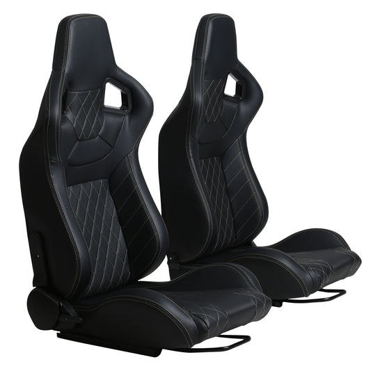 Adjustable 2-Piece PVC Racing Simulator Seats, Black