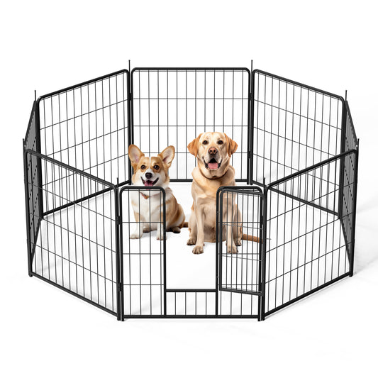 Dog Playpen Indoor Outdoor, 24" Height 8 Panels Fence with Anti-Rust Coating, Metal Heavy Portable Foldable Dog Pen for Large, Medium Small Dogs RV Yard Camping
