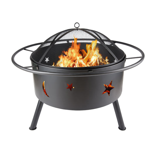 32'' Star and Moon Outdoor Fire Pit - Iron Burning Pit