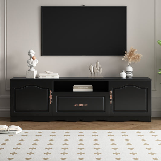 U-Can Modern TV Stand for 60+ Inch TV, with 1 Shelf, 1 Drawer and 2 Cabinets, TV Console Cabinet Furniture for Living Room