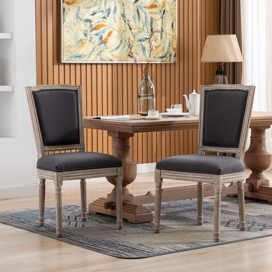 HengMing Upholstered Fabrice French Dining Chair,Set of 2,Dark Gray