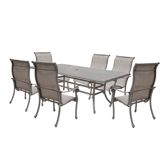 Cast Aluminum 7 Piece Aluminum Dining Set With Sling Chairs