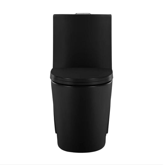 1-Piece Dual Flush Toilet - 15.625 Inch - Soft-Close Seat - Matte Black
